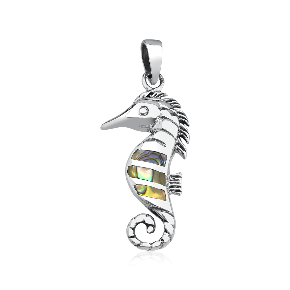 pingente de cavalo marinho em prata 925